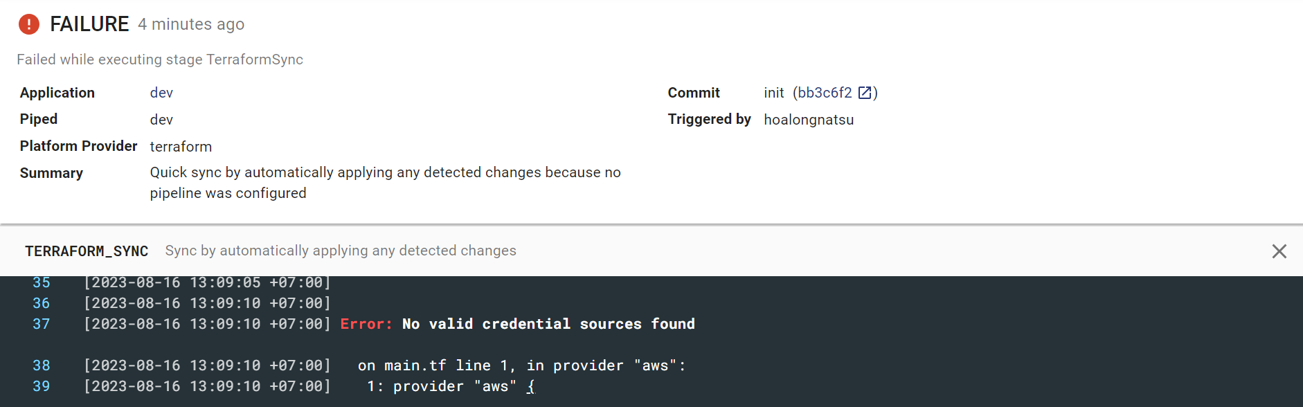 Deployment error