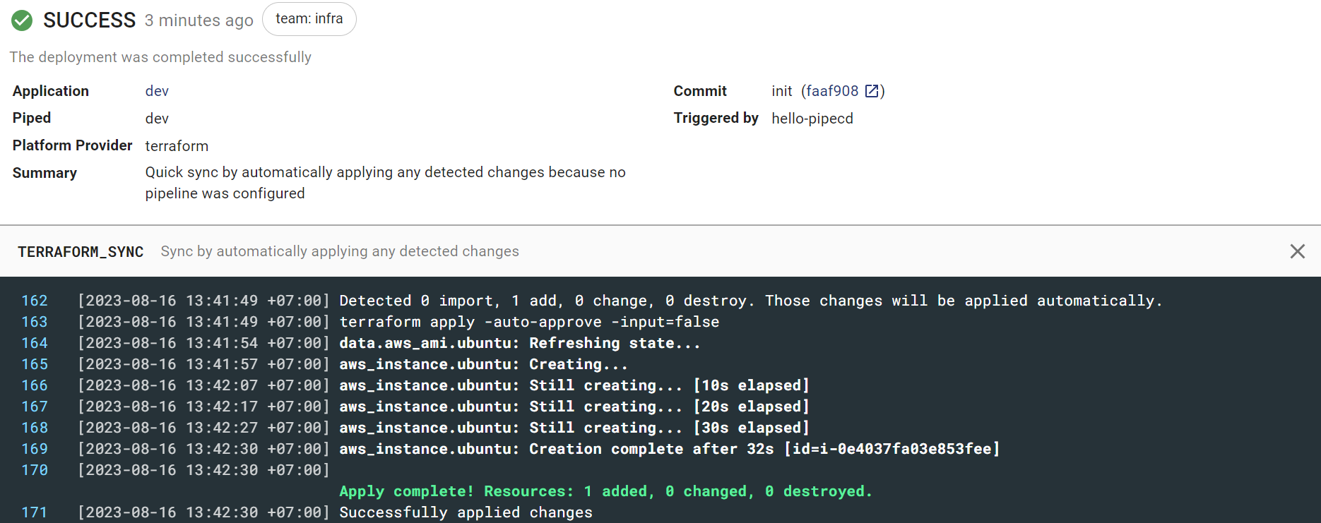 Deployment success