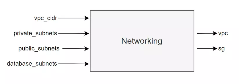 Networking module inputs and outputs