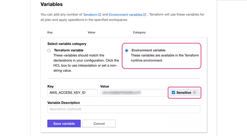 Add the access key